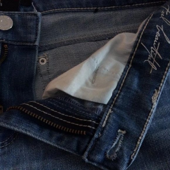 White House/Black Market Jewel-detail straight leg, low rise Jeans Women Size 4 - Picture 10 of 11